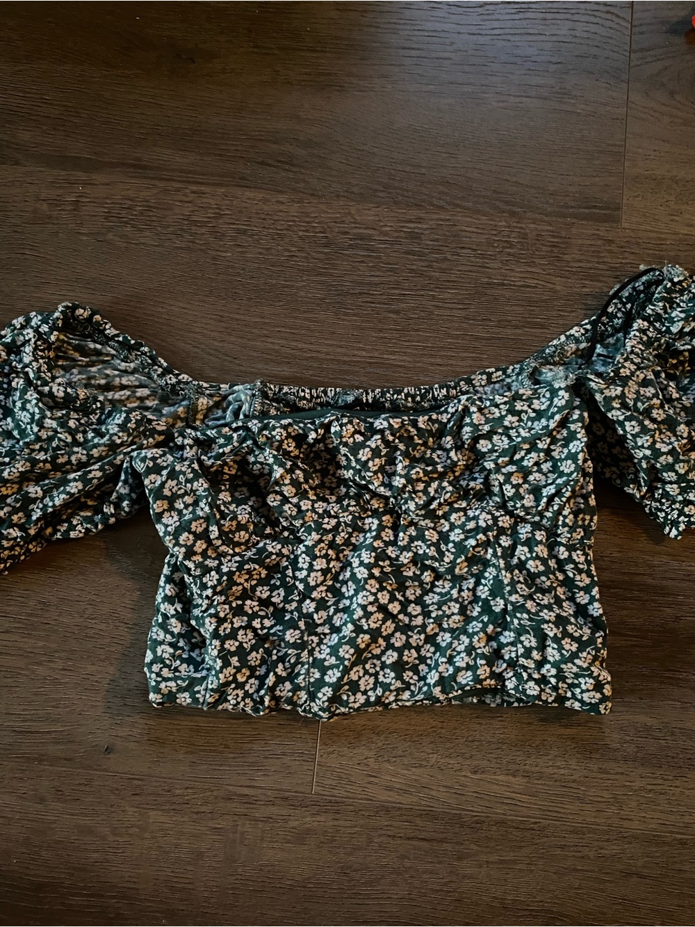 Green Floral Off-Shoulder Women's Top